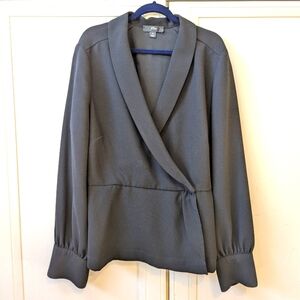 J. Crew Women's Black Faux Wrap Peblum Blouse